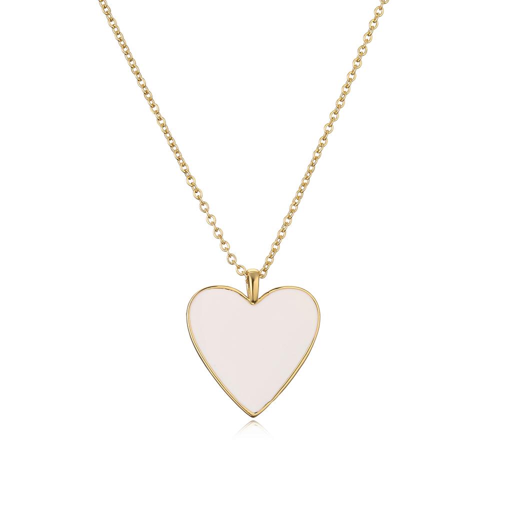 HECHENG,Gold Plated O-Chain Heart Pendant Necklace Copper Enamel Colorful Necklace Zircon for Women