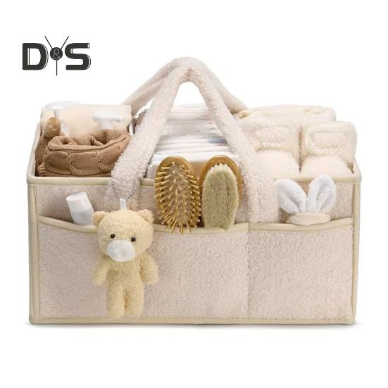 

Контейнер для детских подгузников с ручкой, несколько отделений, большая вместимость, переносной контейнер для детских подгузников, сумка-органайзер для хранения белый