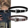 Women Casual Retro Belt & With Carving Pattern Buckle,Versatile Fashion Rivet Belt for Jeans,Dresses & Casual Wear,For Men Women