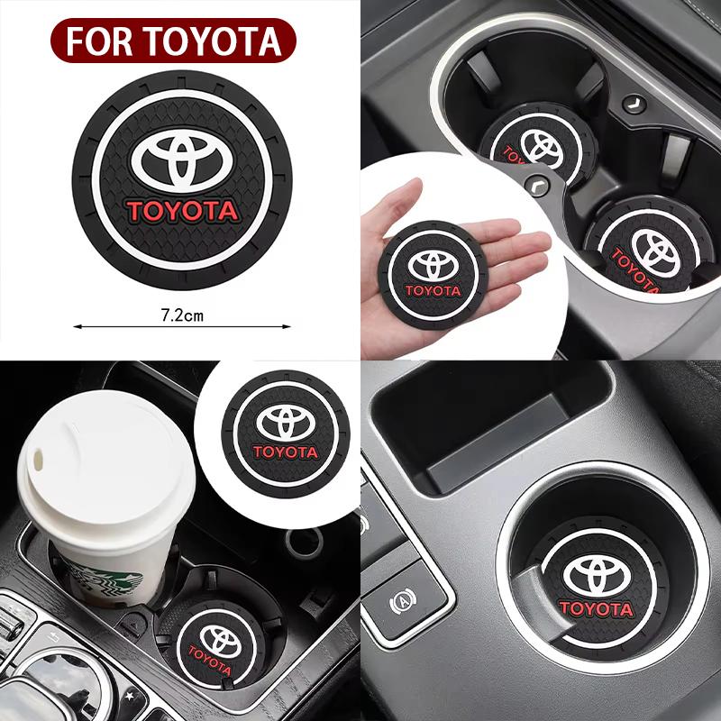 LATE7 2pcs Car Coaster Water Cup Bottle Holder Anti-slip Pad Mat Silica Gel Waterproof For Toyota Corolla Camry Hilux Rav4 Accessories