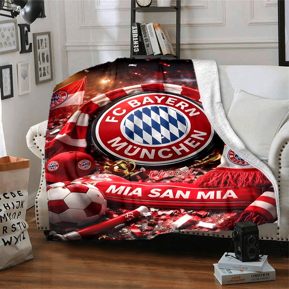 1pc Bayern Munich Blanket, Gift, for Men and Women, Soft Blanket, Good for Sofa Bed Couch Travel, Lightweight Flannel Blanket