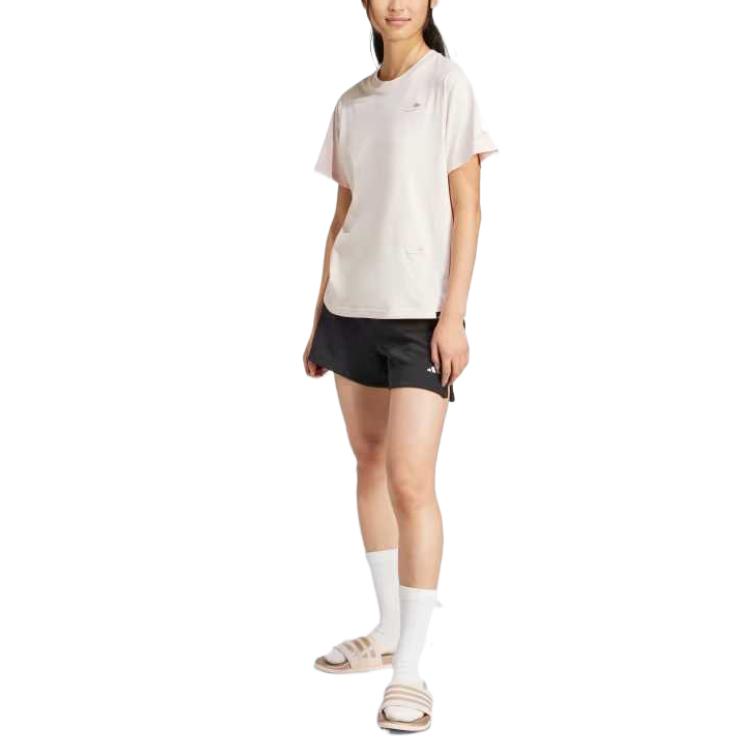 Adidas Sportswear Lounge Slide Quick Dry Sweat Absorbent Comfortable Soft Regular T-Shirt Women Tops Magical-Quartz JN8270