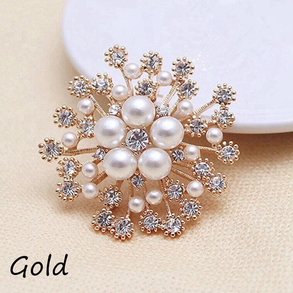 Fashion Accessories Wedding Dress Women Flower Brooches Pins Crystal Rhinestone Jewelry Pearl