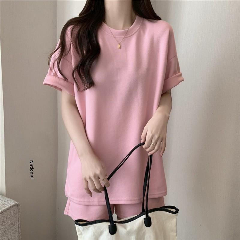 Women's Casual Summer Two-Piece: Stylish, Lightweight Short-Sleeve Top & Shorts Set