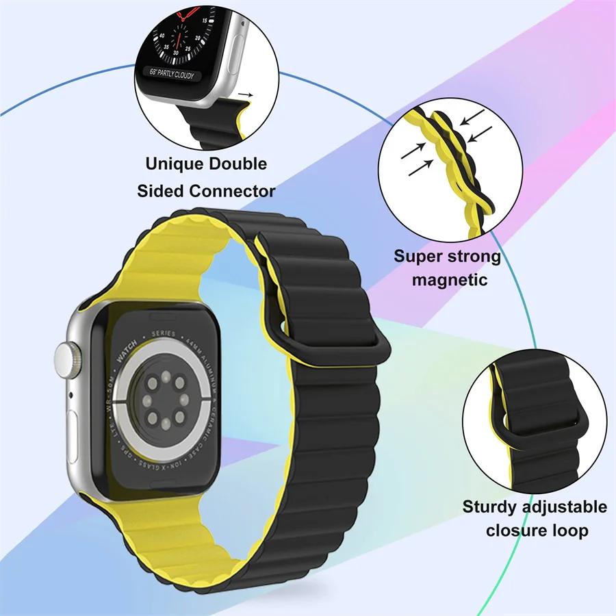 Magnetic Strap For Watch Bands 45mm 38mm 49mm 40 42 41mm Silicone Sport Bracelet iWatch Series Ultra 10 9 6 5 7 8 Se 44mm