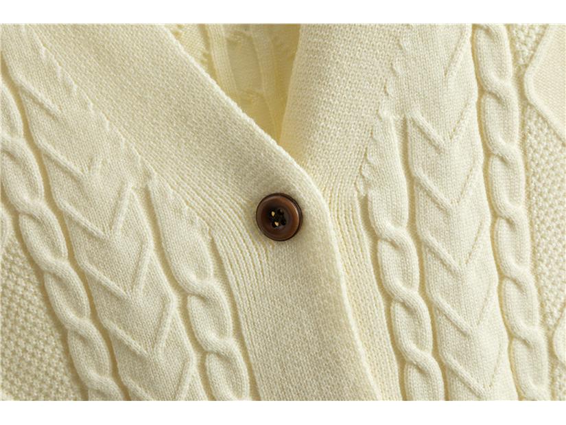 Women's Retro Cable Knit Two-Piece Set: Cardigan & Long Skirt