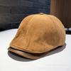 New British Retro Duck Tongue Beret Women's Versatile Face Small Forward Hat Corduroy Warm Newsboy Painter Hat