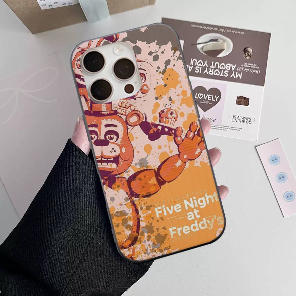 AmineF- Fnaf F-Five-nights-At-Freddys Handyhülle Für iPhone 16 15 17 Pro 13 14 Pro Max Plus Weiche Wellen-Silikon-Schutzhülle