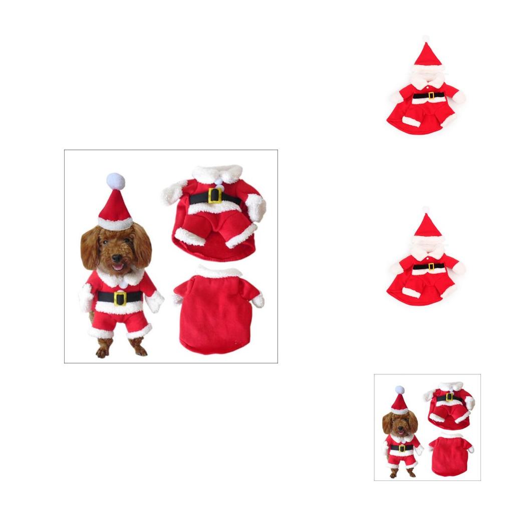 Small Dog Pet Cat Santa Claus Costume Outfit Jumpsuit Clothes Christmas For