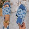 Fashion New Women's Denim Platform Slides Fashion Slip-On Wedges High Heels Summer Sandals Women Casual Leisure Comfy Woman Shoes