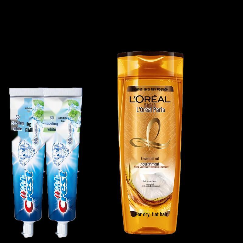 

Crest 3D White Mint Toothpaste & Essential Oil Shampoo Bundle