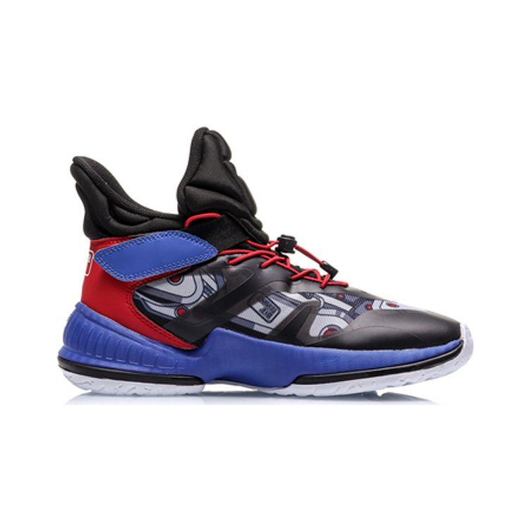 Li Ning Flying Falcon Non-Slip Wear-Resistant Mid-Top Basketball Shoes Kids Sneakers Black Blue Red YKBQ036-3