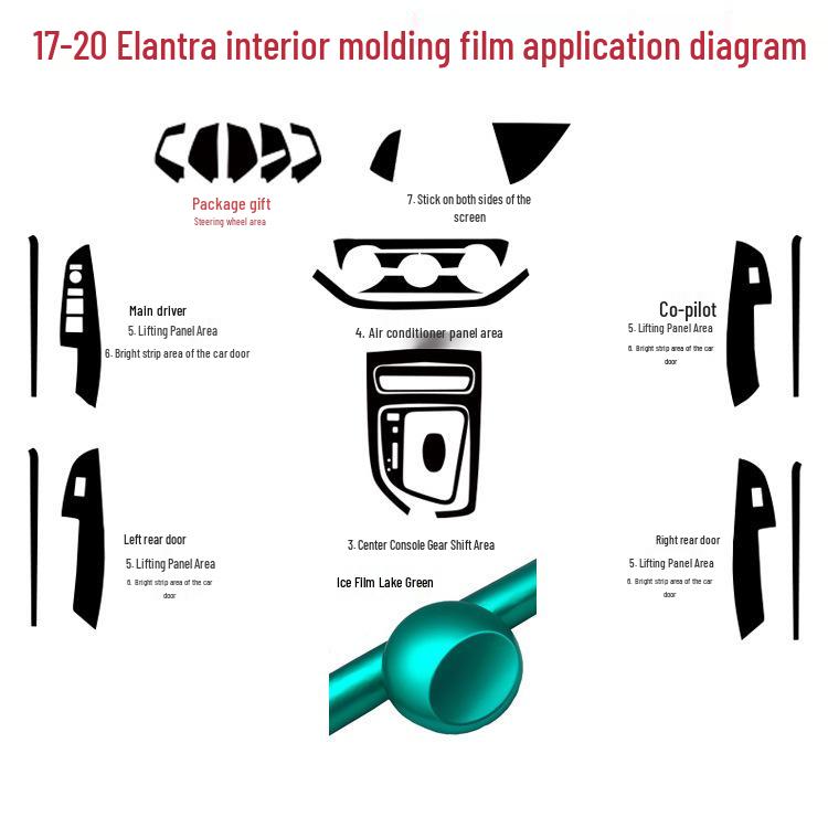 Carbon Fiber Center Console Gear Stickers for 2017-2020 Elantra Interior Enhancement