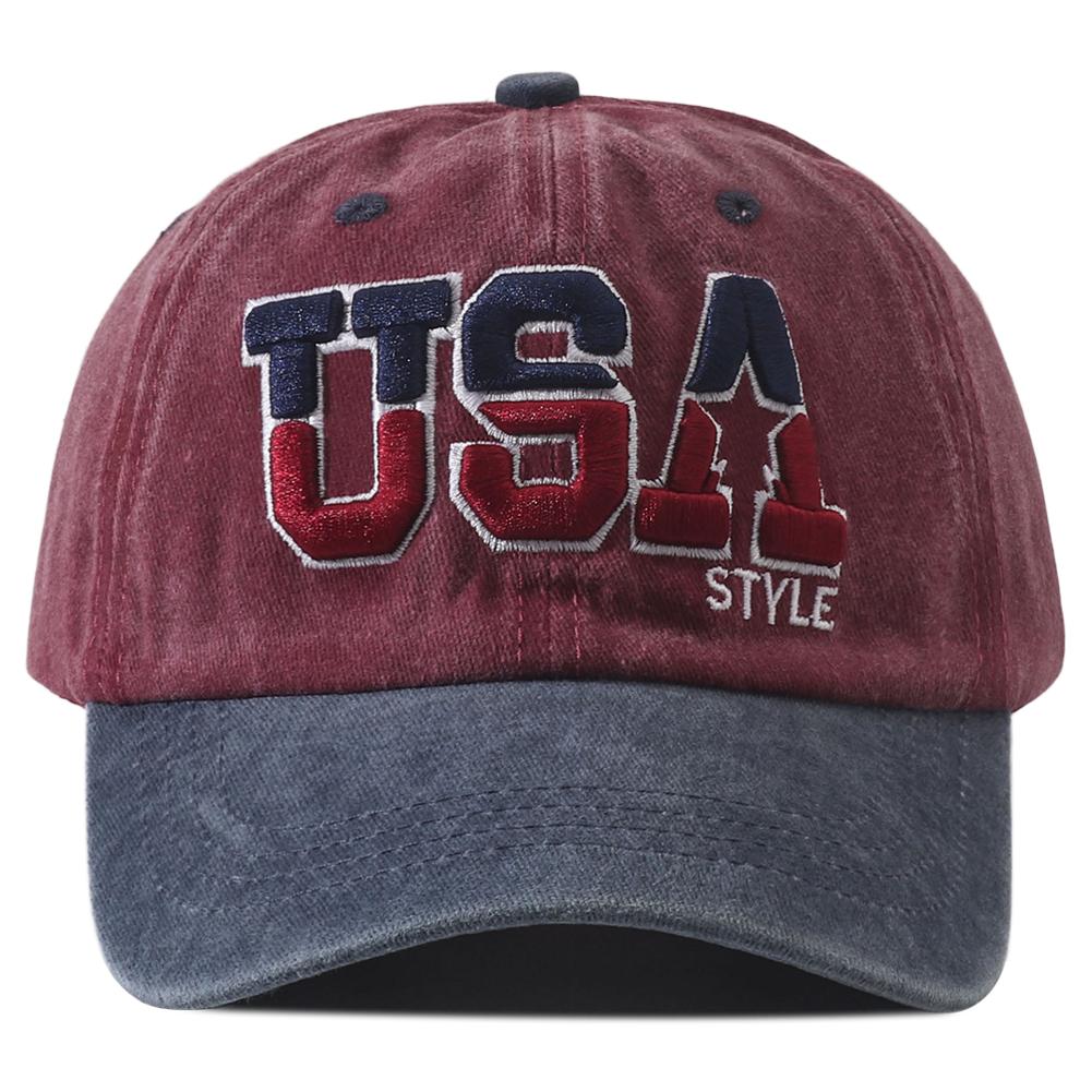 

New Unisex USA Embroidered Letter Baseball Cap Washed Cotton Snapback Hat Hip Hop Outdoor Peaked Caps for Women Men Visor Hats Adjustable