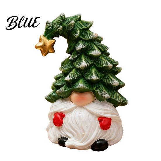 Christmas Tabletop Decorations Gnome Figurine, Resin Tomte with Tree Hat & Reindeer Holiday Home Decor Antlers, for Window Shelf, Xmas Gift Decorative