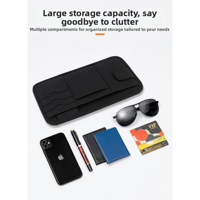 Leather Car Sun Visor Storage Bag With Glasses Clip Ticket Holder ID Holder Car Sunshade Storage Clip Car Accessories