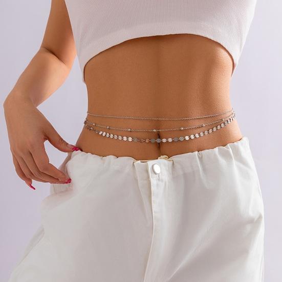 Women Waist Chain Double-layer Sequin Adjustable Length Hollow Out Belly Dance Performance Waist Jewelry Parties Festivals Nightclub Body Chain