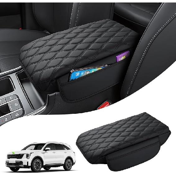 Autorder Center Console Cover For -2024 2025 2026 Kia Telluride Accessories Armrest Cushion Cover Nappa Leather Middle Console Covers Telluride