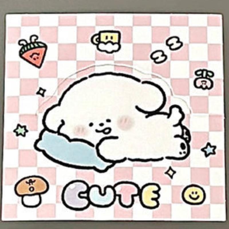 10Pcs Cute Cartoon Puppy Grid Card Head Card Back Kpop Star 3 Inch Photo Card DIY Decor Packing Material Gift Packaging