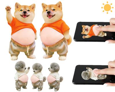 2/3Pcs Shiba Inu Teddy Dog Belly Stickers Cute Puppy Wearing Outfit Silicone Self-Adhesive Stress Relief For Home Decor & Phone