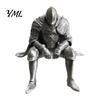 Cool Desk Gadget for Gamers 3D Printed Resting Knight Figurine, Edge Sitting Dark Fantasy Unique Shelf Display Piece Statue, Medieval Armored Warrior