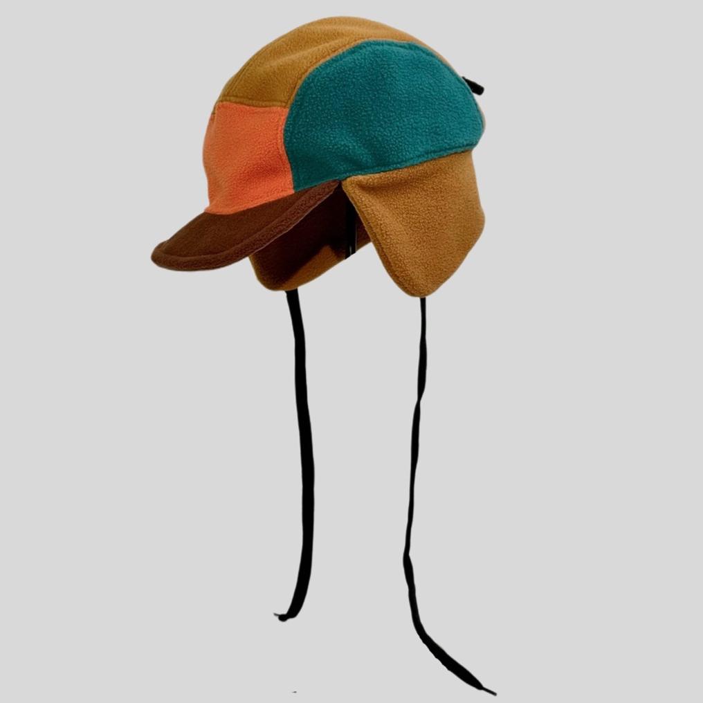 Japanese Windproof  Warm Bomber Hat Women Color Matching 5-Panel Cycling Cap Fleece Autumn Winter Ear Protection Basaeball Cap