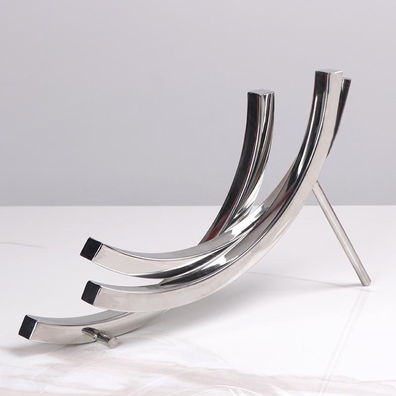 Simple Modern Stainless Steel Abstract Geometric Ornaments Designer Display Cabinet Art Ornaments Creative Home Accessories