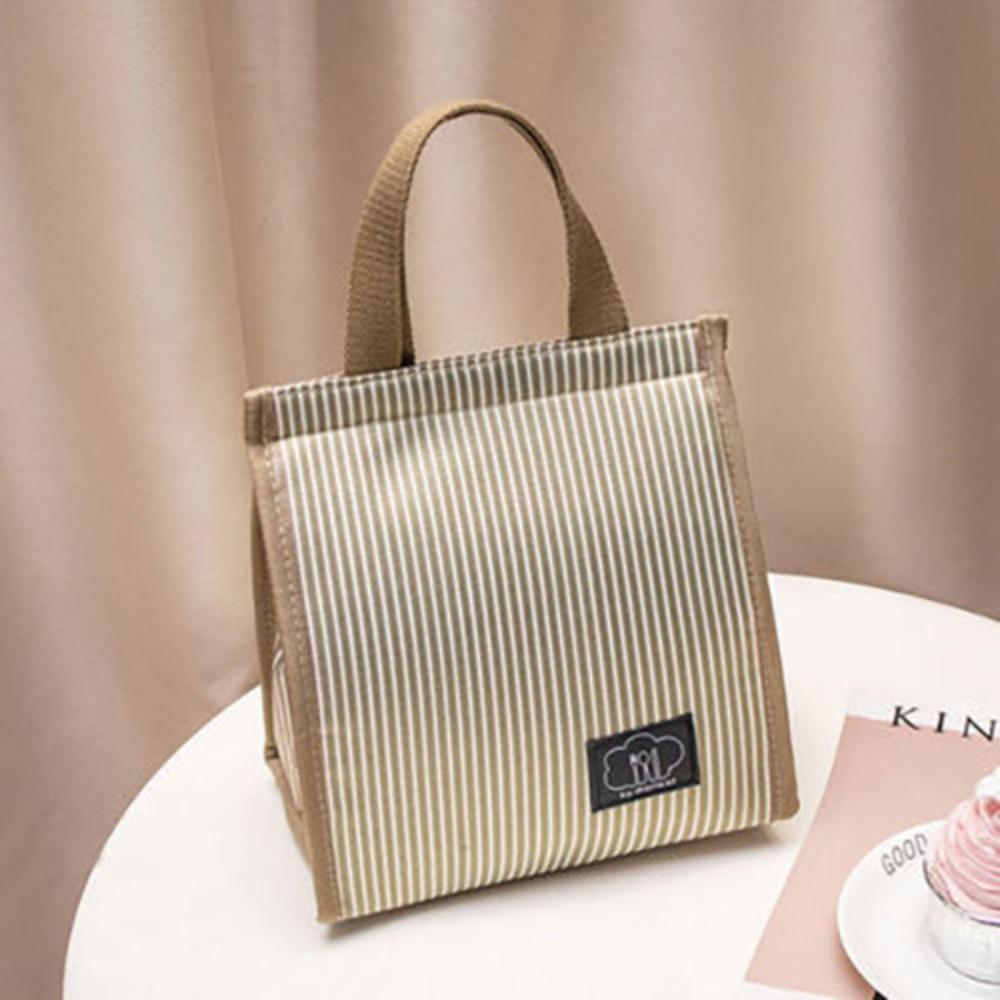 

Large Capacity Hand-held Picnic Food Pouch Oxford Cloth Storage Handbag Breakfast Khaki-Small