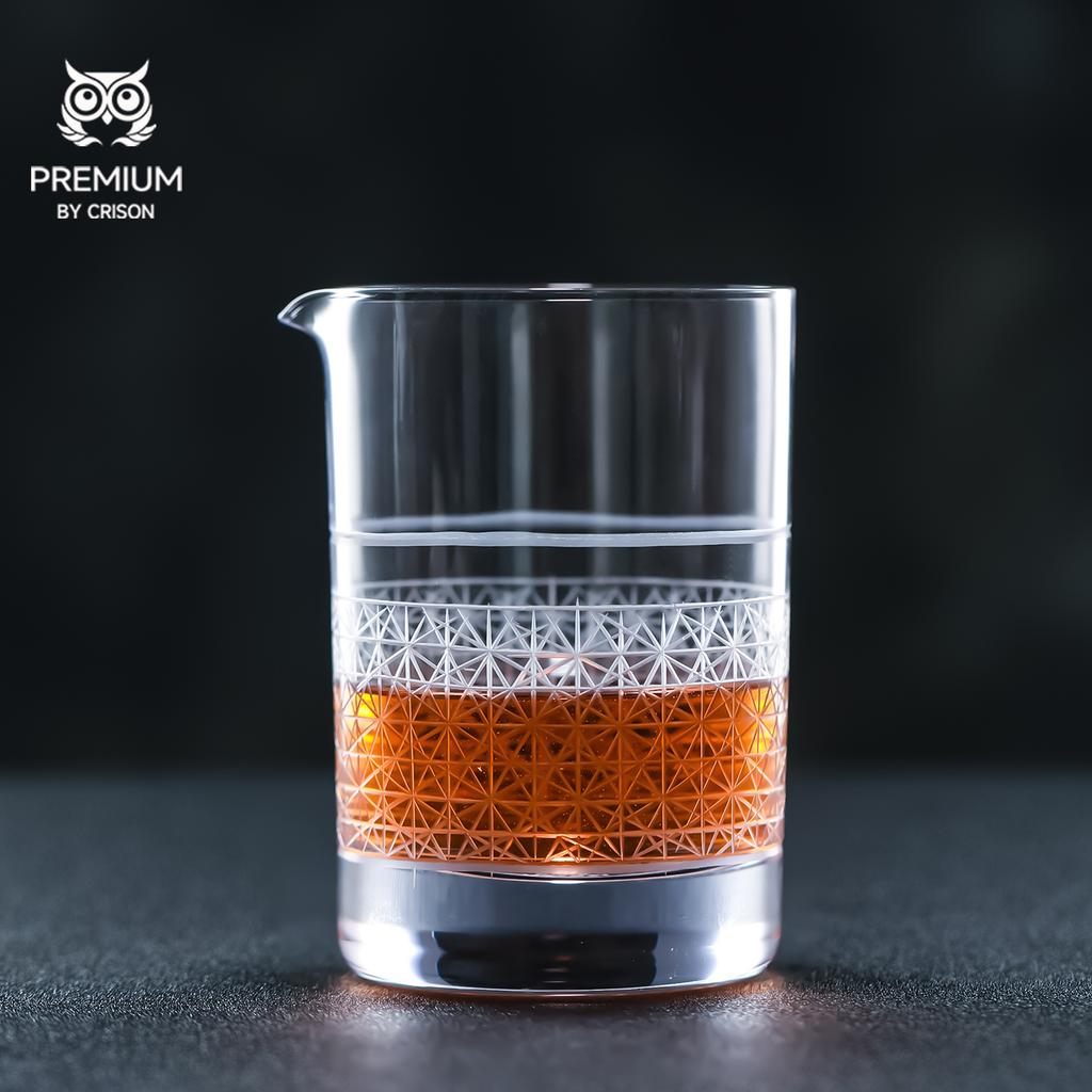 PMG01-3 CRISON High Quality Crystal Glass Cocktail Mixing Cup Bar Tool Shaker Mixologist Hand Carved Flower Making
