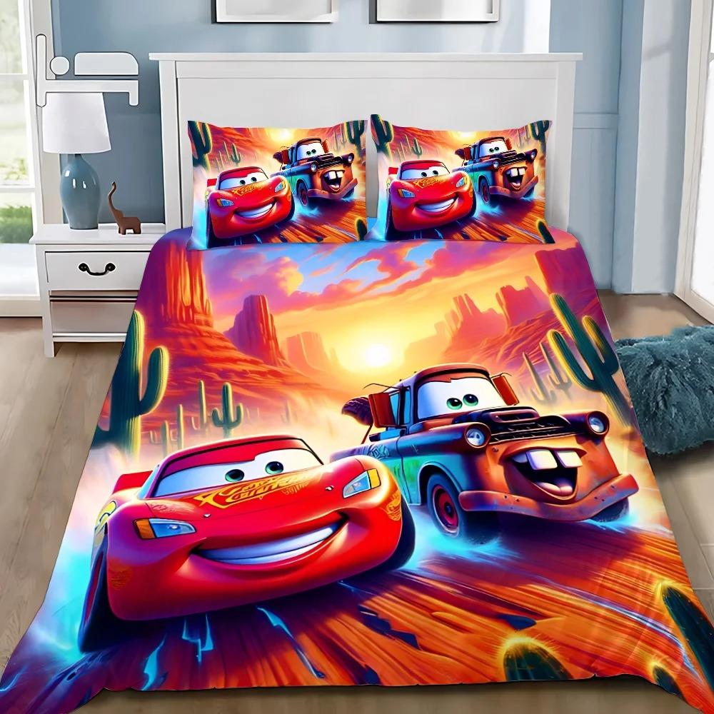 3D Druck Lightning McQueens Auto Bettwäsche Set, Mädchen Erwachsene Einzelbett Twin Queen Größe, Bettbezug Kissenbezug Bettwäsche