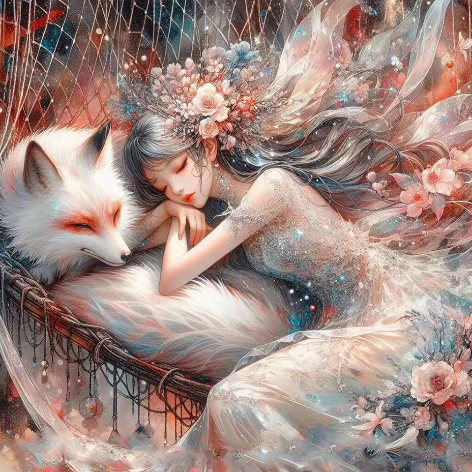 DIY 5D Diamant Malerei Neue Fuchs Fee Volle Runde Platz Diamant Mosaik Blume Stickerei Kunst Diamant Hause Dekoration