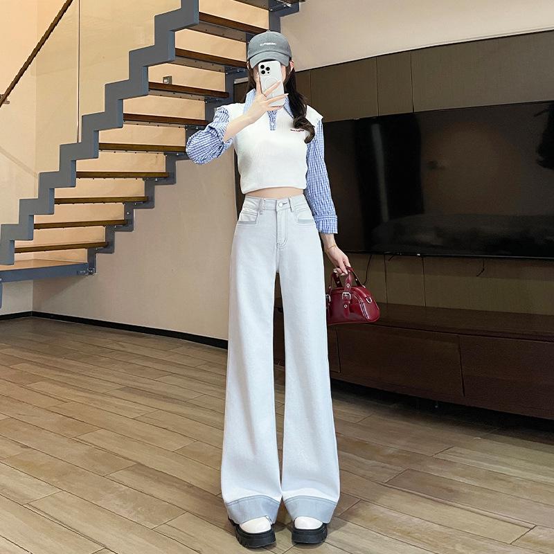 

Women s Spring Color Block High Waist Wide Leg Pants - Slimming, Loose Fit, Straight Leg Casual Trousers Small