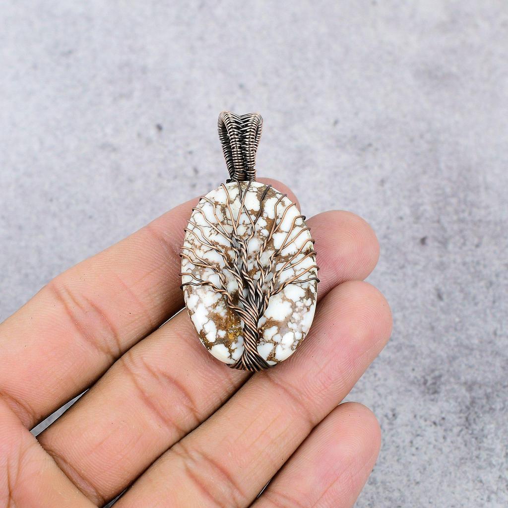 Wild Horse Jasper Handmade Gemstone Pendant, 999 Copper Wire Wrapped Pendant Antique Jewelry, For Engagement Gift