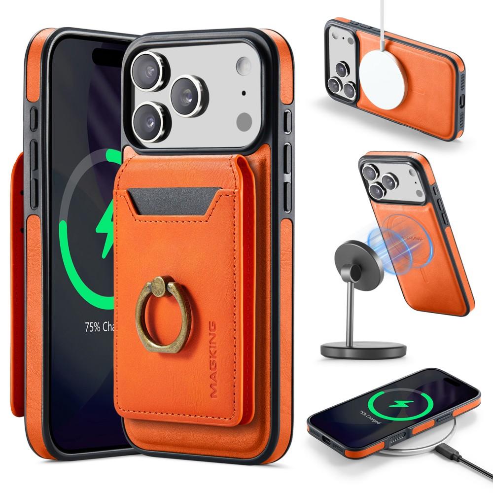 Phone Case For Iphone 17 Pro Max Air 17E 16E MagSafe Magnetic Leather Split Type Wallet Ring Card Holder Shockproof Back Cover