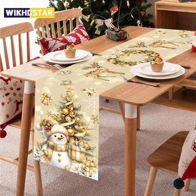 Polyester Yılbaşı Masa Örtüsü Ev Dekorasyonu İçin Mutlu Yılbaşı Süsleri 2025 Xmas Navidad Notal Noel Hediyeleri Yeni Yıl 2026
