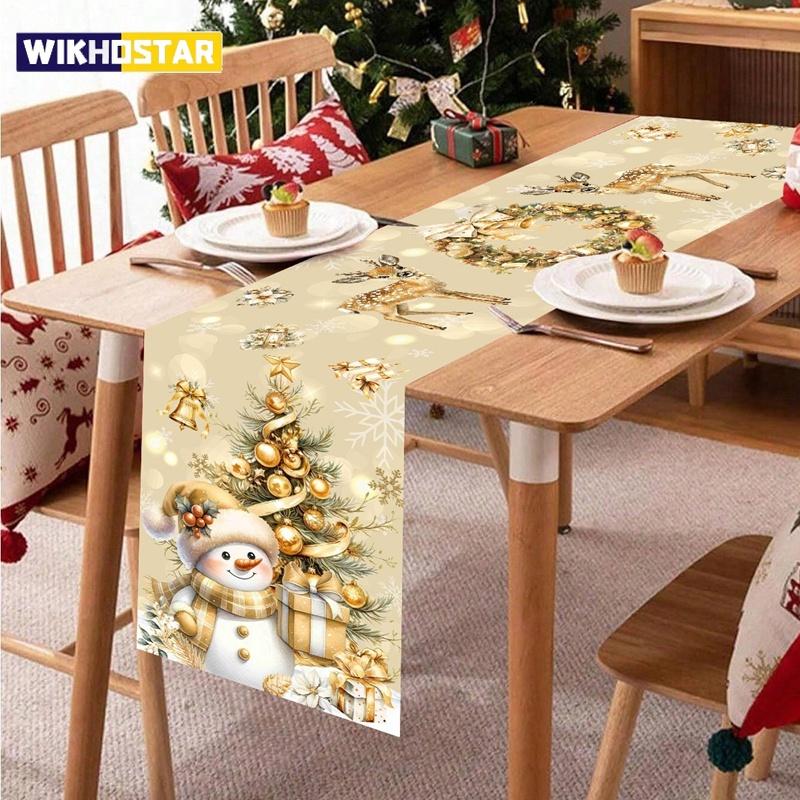 Polyesterový vánoční běhoun na stůl Veselé Vánoce Dekorace pro domácí výzdobu 2025 Vánoce Navidad Notal Noel Dárky Nový rok 2026