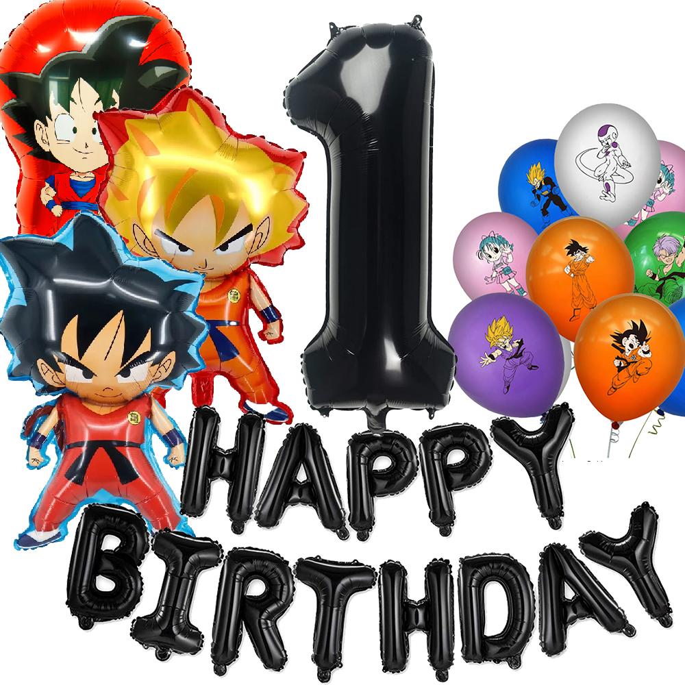 Dragon ball Birthday Decoration Goku Figure Stickers Balloons Disposable Tableware Tablecloth Straw Plates Baby Shower Supplies