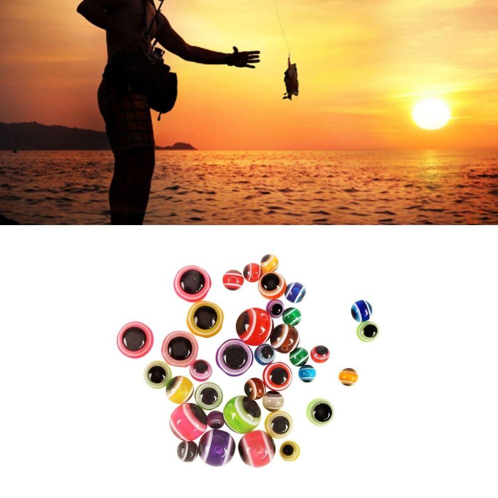 200PCS 5mm 6mm 8mm 10mm Fishing Beads Assorted Set Hard Plastic Fish Eye Beads  Freshwater Fishing