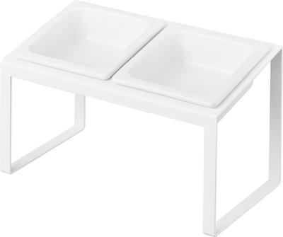 Yamazaki Tower Pet Food Bowl Stand Angled High W29 X X Pet Food 10037 Set, Type, White, Body D15.5 H17.6cm, Easy-to-Eat, Bowl,
