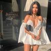 Elegant Chiffon Summer Open Sleeves Word Shoulder Straps Tube Top High Waist Dress
