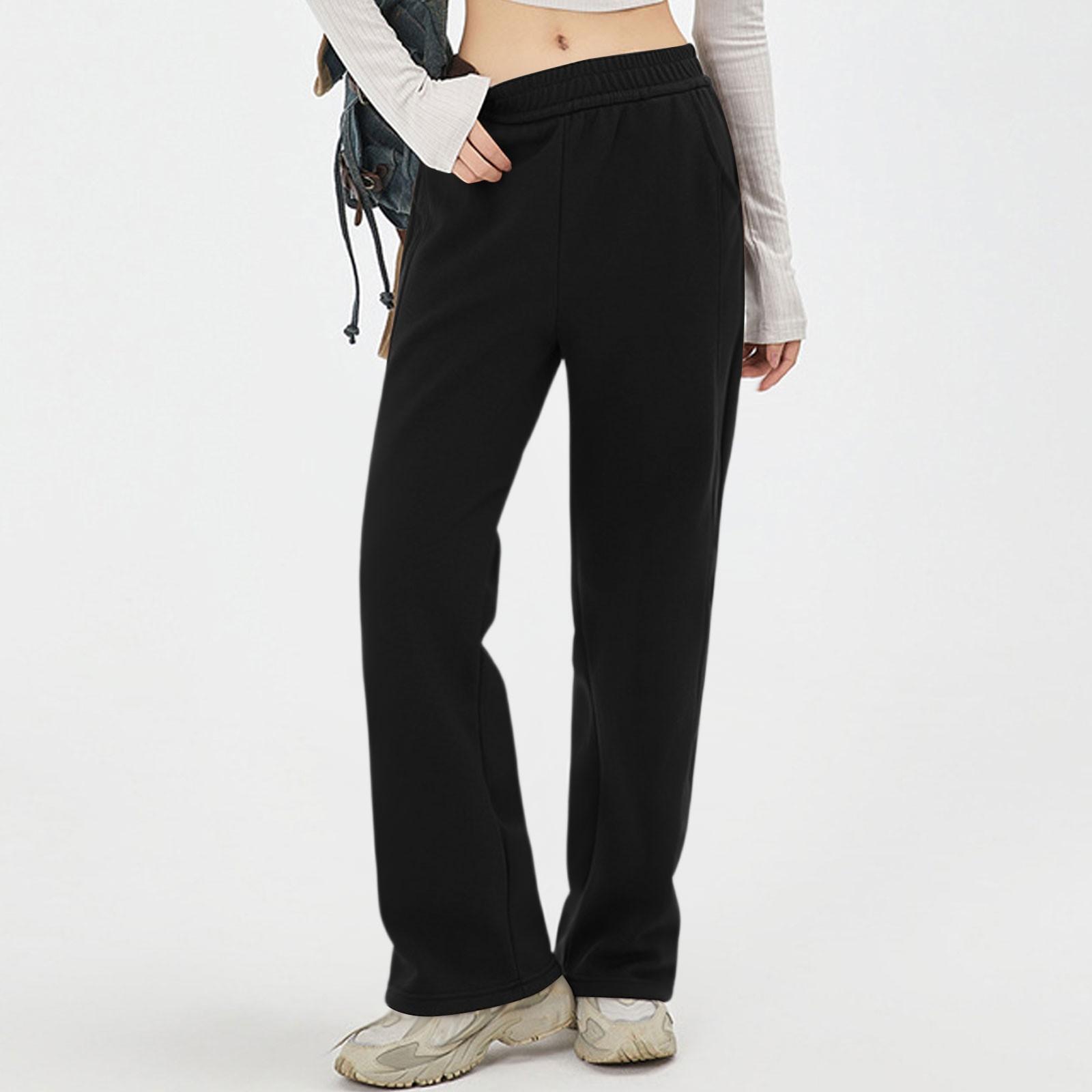 

Sweatpants for Women Womens Sweatpants Mid Waist Solid Color Pants Casual Trousers Jogger Pants with Pocket L чорний