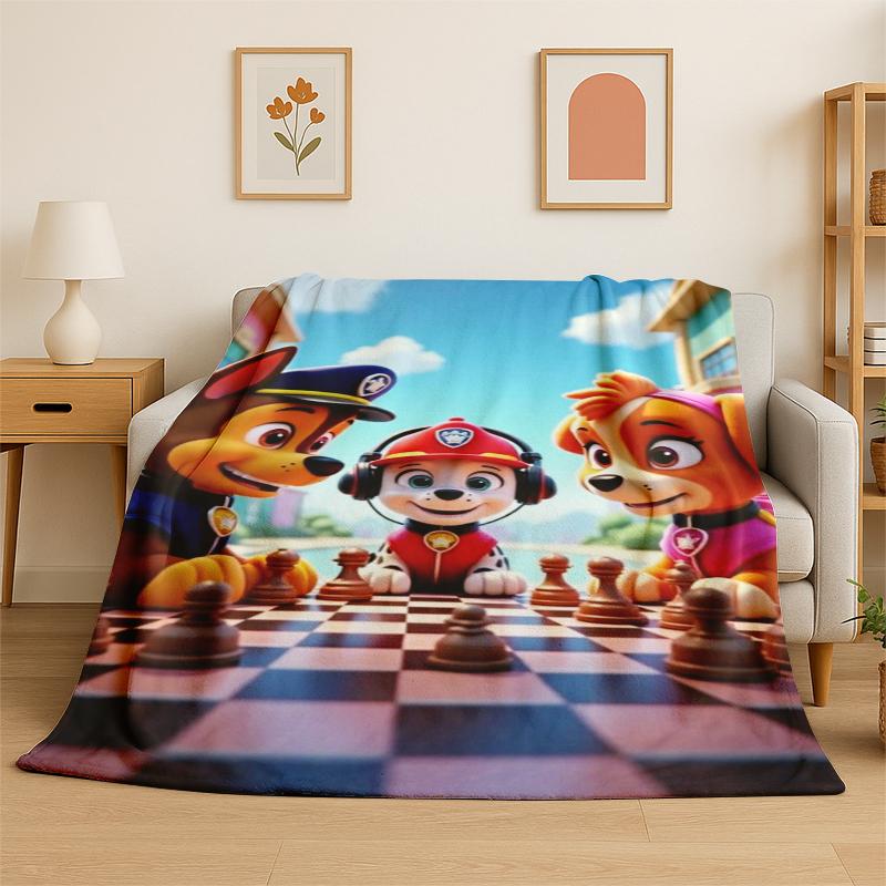 Cartoon P-Patrol Cute Dog Flannel Blanket Soft Warm Throw Blanket for Bedroom Living Room Bed Travel Camping Picnic Gift kids