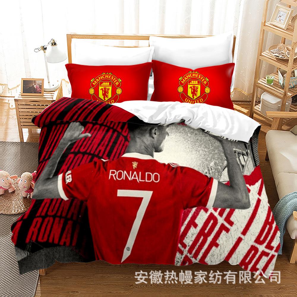 3D Three-Piece Size Football Quilt Cover Quilt Cover Home Textile