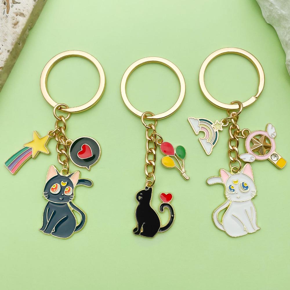 Sailor Moon Luna Cat Keychain - Cute Cartoon Pendant for Bags and Backpacks