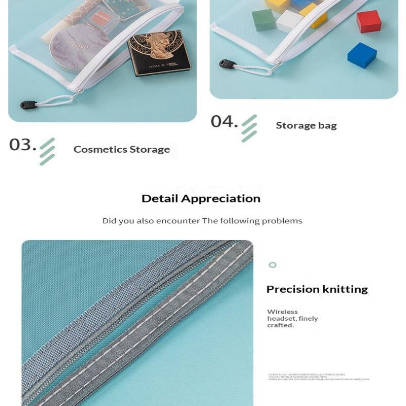 Mesh Pencil Pouches With Transparent Design And Durable Zipper Perfect For School Exams Office Daily Storage