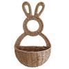 Small Plant Display Basket Easter Bunny Woven Basket, Handmade Rabbit Rustic Wall Hanging Entryway Sundries Storage for Dried or Faux Flowers Plants,