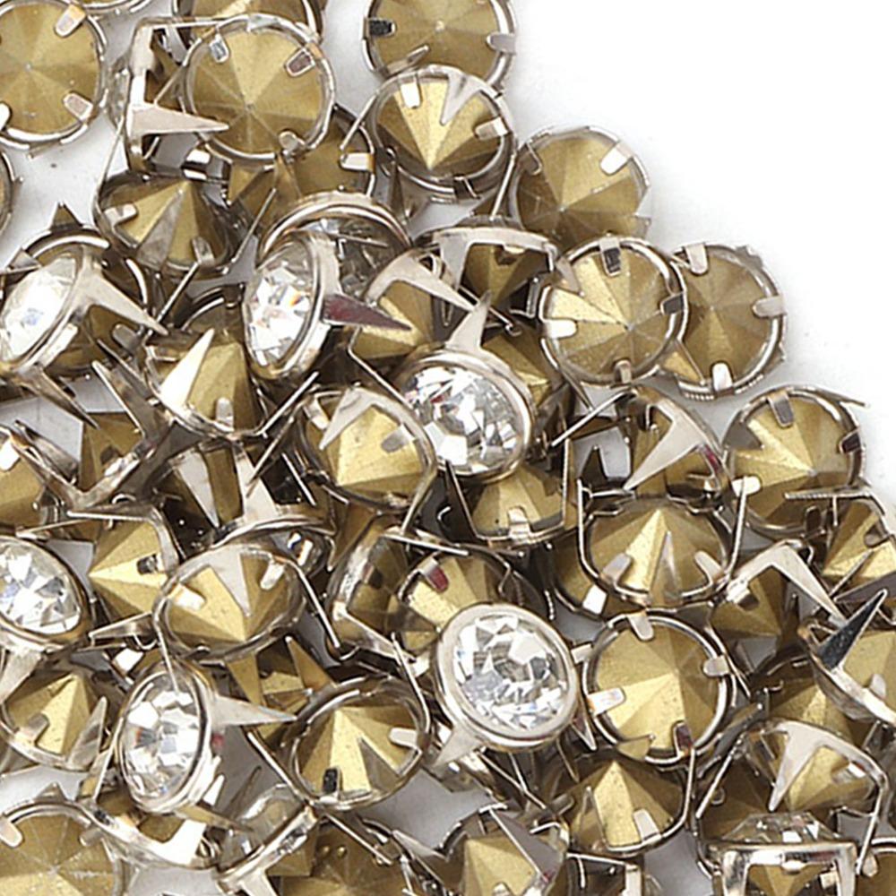 100pcs Crystal Inlay Crystal Rhinestone Rivets DIY Leather Craft Studs Leather Craft Decoration