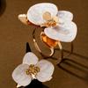 Metal Flower Bracelet Bohemian Open Floral Arm Cuff Elegant Flower Bracelet Ring Set  Festive