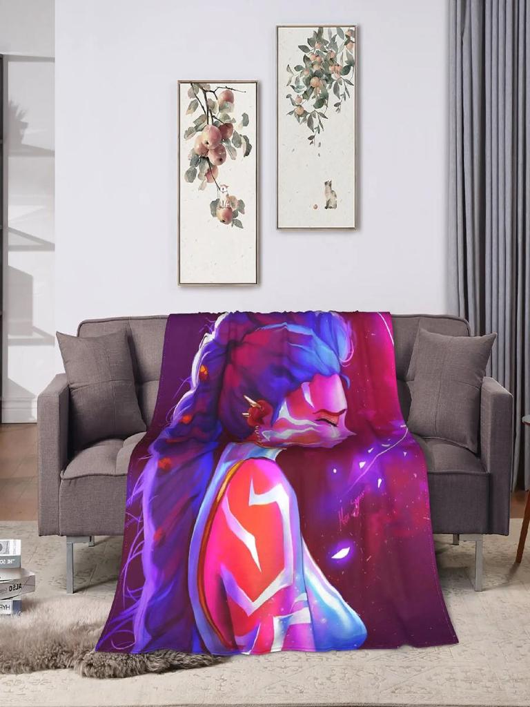 Soft Warm Throw Blanket for Home Decor  KPop Demon Hunters Flannel Bedspread Novelty Cover for Sofa Bed Girls Boys