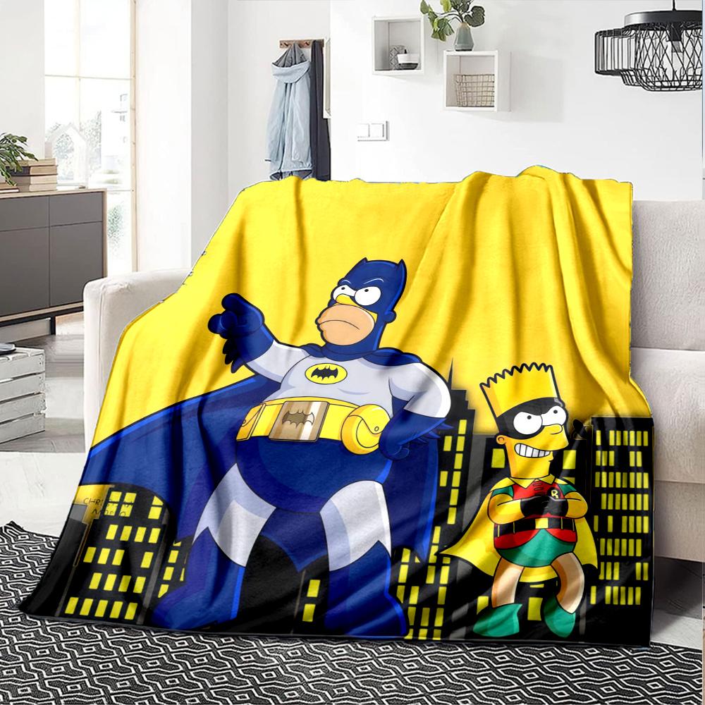 The Simpsons Flannel Blanket, High quality Comfortable for All Seasons, Home Decor, Warmth and Comfort